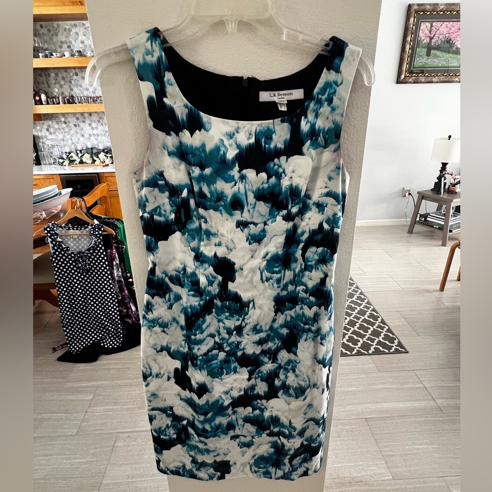LK Bennett Blue and White Sheath Mini Dress